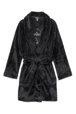 Victoria's Secret Cosy Kort Robe Zwart | 80539-KYJT