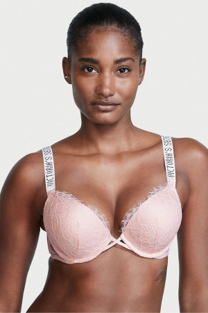 Victoria's Secret Very Sexy Bombshell Add 2 Cups Shine Riemen Kanten Push Up Bra Roze | 10586-PZKF