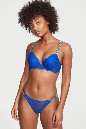 Victoria's Secret Very Sexy Kanten Shine Riemen String Knickers Zwart | 91830-FUWJ